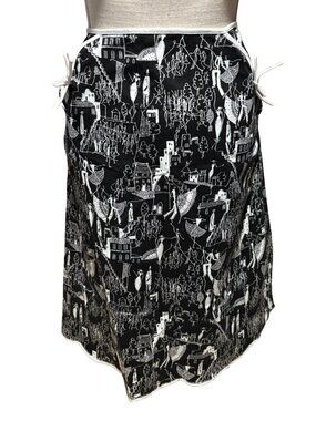 Grace Elements Black White Novelty Print Side Tie Skirt Size 4 Y2K